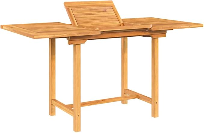 Solid Teak Wood Outdoor Table Extendable Dining Table for Camping Picnic Outdoor Furniture Kitchen or Balcony Tables Natural Finish - Medium