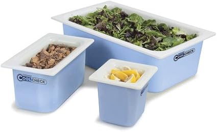 Carlisle FoodService Products Coldmaster Coolcheck Plastic Food Pans Cold Food Pan for Catering Kitchens Restaurants 6 Quarts White Blue