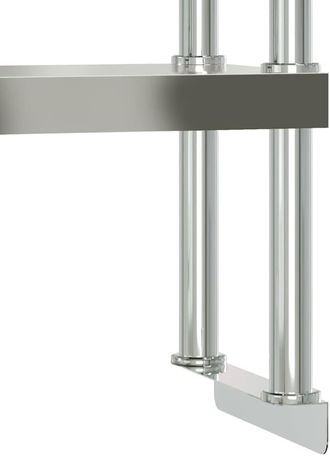 Stainless Steel Work Table Overshelf 2-Tier 43.3x11.8x25.6 for Kitchen Restaurant Prep Space Durable Mountable Storage Rack