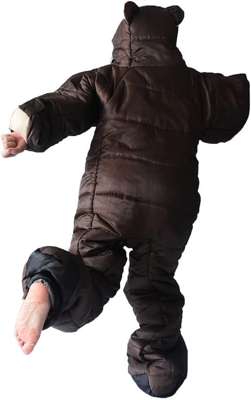 Wearable Sleeping Bag 3 Season Bear-Shaped Sleeping Bag Camping Adults Full Body Sleep Pouch for CampingTraveling Hiking Backpacking
