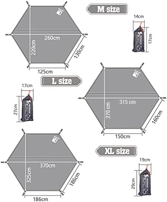 Hikeman Hexagonal Tent Footprint1-4 Person Ultralight Waterproof Tent Tarp Ground Sheet Mat with 6 Tent Stakes for Camping Hiking Picnic Backpacking(L)