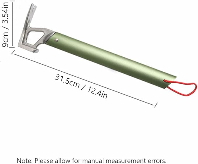 Multi-Functional Tent Stake Hammer Portable Stainless Steel Ox Horn Head Tent Stake Hammer with Aluminium Handle for Camping Hiking Backpacking Gardening (Black)
