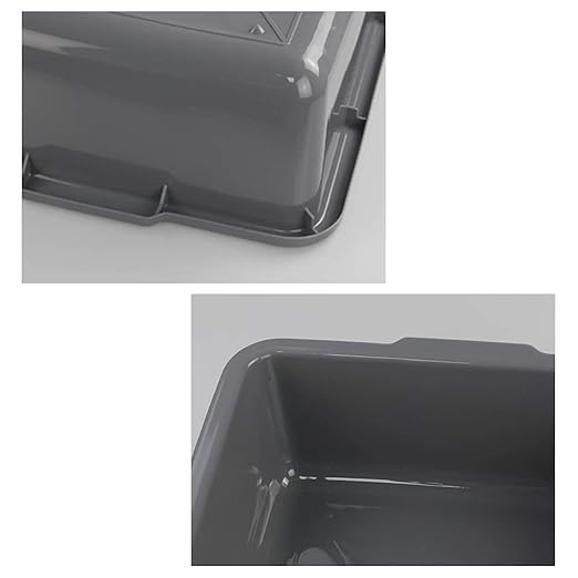 Kiddream Set of 4 Rectangle Bus Tubs 24 Quart Plastic Commercial Bus Trays Grey