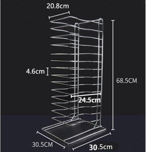 14 Tier Pizza Pan Rack 12x12x27 Inch Metal Organizer for Commercial &amp Home Kitchens Space Saving Ventilation Design