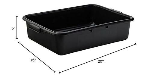 Carlisle FoodService Products 4401003 Comfort Curve Bus/Utility Box 20 Length x 15 Width x 5 Height Black (Pack of 12)