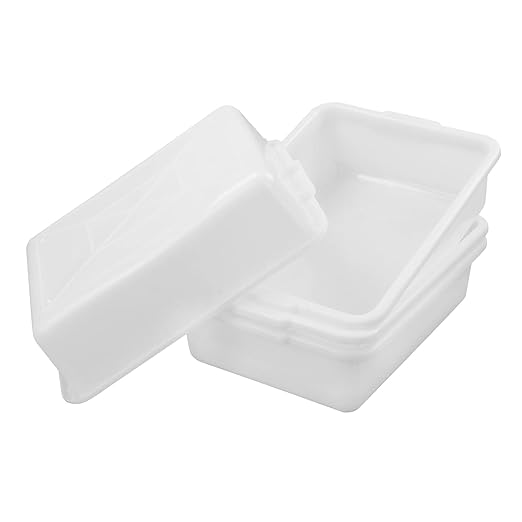 4-Pack 8 Liter Commercial Bus Tubs White Plastic Wash Basin Bus Tote