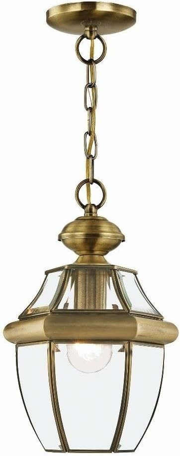 Livex Lighting 2152-01 Monterey 1-Light Outdoor Hanging Lantern Antique Brass
