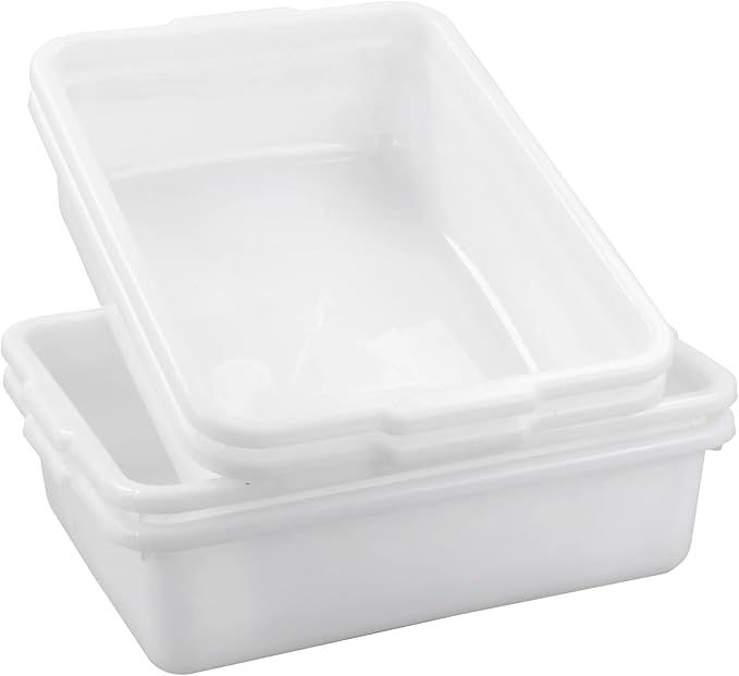 Gloreen 4-Pack Commercial Bus Tubs 8 L White Wash Basin Plastic Dish Pan