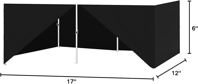 Eurmax USA Full Zippered Walls for 10x20 Easy Pop Up Canopy Tent4 Walls ONLY((Black)