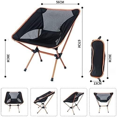 Outdoor Folding Chair - Portable Camp Chair for Fishing Hiking Beach Park BBQs and Garden Leisure Solid Back Design