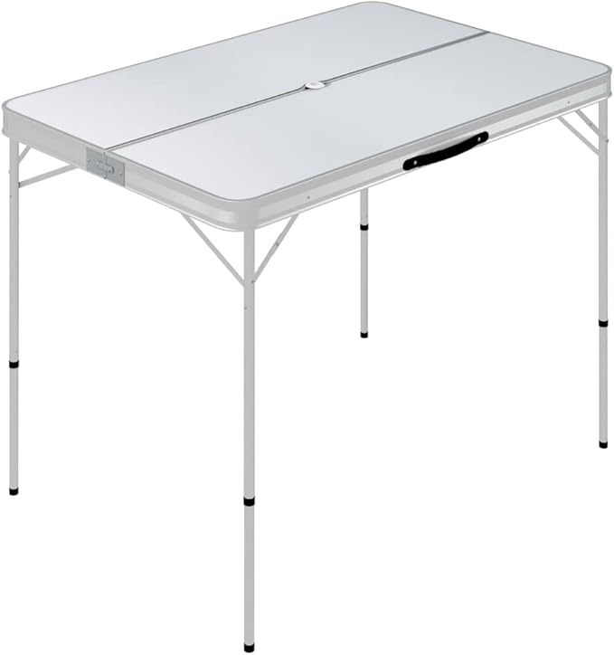 Folding Camping Table with 2 Benches Aluminium WhiteItem colourWhite and Silver