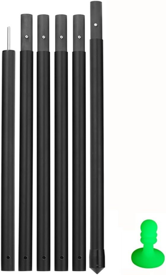 Carbon Fiber Tarp Poles Camping Canopy Adjustable Rods Tent Support Outdoor Hiking Lightweight Portable Multi-Section Design No Tools Required Easy Install Remove Luminous Cap(2.9m)