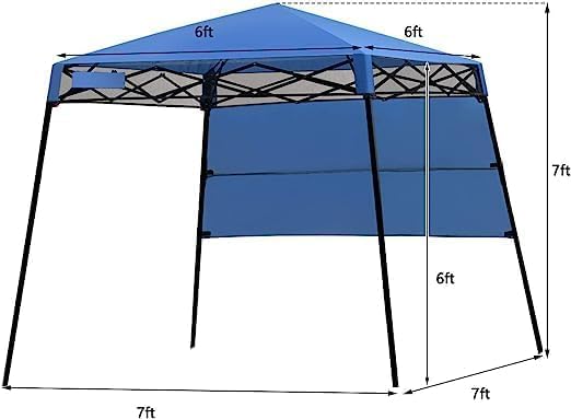 Fireflowery 7’ x 7’ Pop Up Canopy Tent Portable Shelter Canopy w/Backpack Outdoor Instant Canopy Tent Lightweight &amp Compact for Hiking Fishing Camping Picnic (7'x7' Base 6'x6' top)