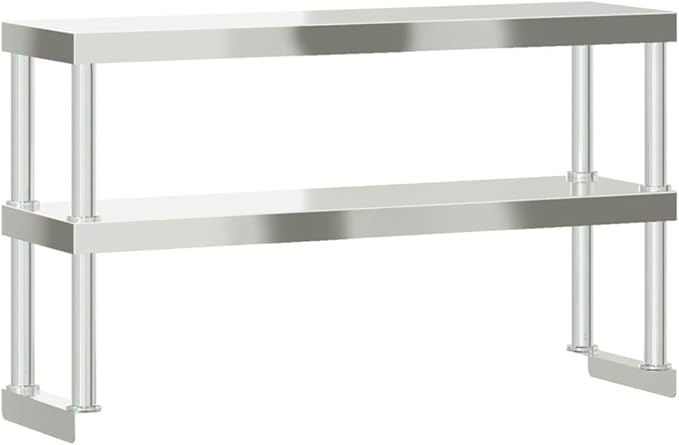 Stainless Steel Work Table Overshelf 2-Tier 43.3x11.8x25.6 for Kitchen Restaurant Prep Space Durable Mountable Storage Rack