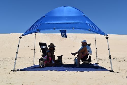 Basecamp Plus Beach Shade Sun Shelter | 9.5x6.5 Ft Beach Cabana Portable Sun Shade Canopy Outdoor Camping Canopy Beach Picnic Backyard Pool | Converts to Hammocks Sand Anchors