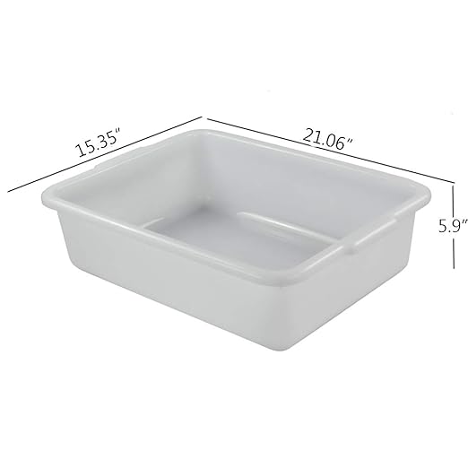 Kekow 4-Pack 22 L Commercial Bus Tubs/Bus Box White Large Plastic Tote Box