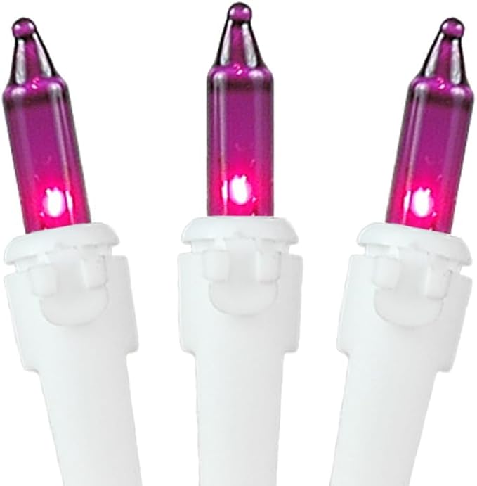 Novelty Lights 50 Feet 100 Bulb Incandescent Mini Light String Purple with 6-Inch Spacing on White Wire UL Listed Commercial Grade Indoor/Outdoor Mini Lights Connectable End-to-End
