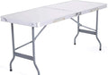 Folding Table-Outdoor Folding Table Aluminum Lightweight Height Adjustable with Storage Organizer for BBQ Party Camping