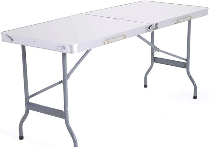 Folding Table-Outdoor Folding Table Aluminum Lightweight Height Adjustable with Storage Organizer for BBQ Party Camping