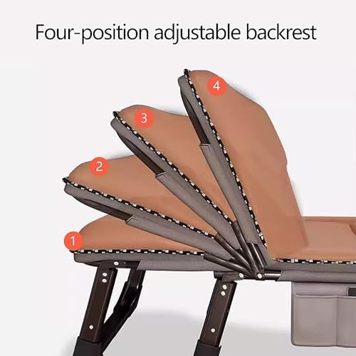 Portable Folding BedCamping CotsFoldable Bed with Mattress 4 Speed Adjustable Backrest with 3D Memory Headrest Portable Folding Bed Cot Lounge Chair for Beach Lawn Camping(Orange192 * 65