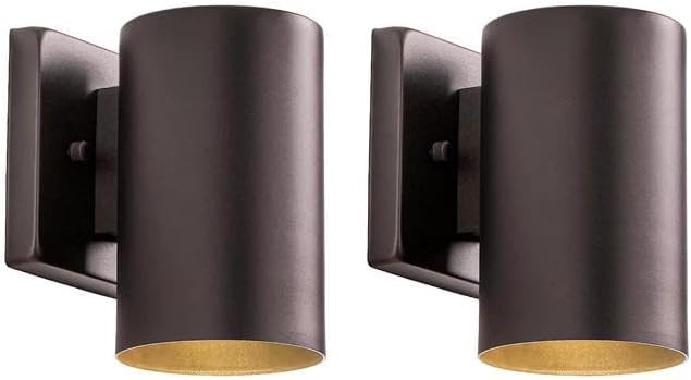 mirrea 7 Modern Outdoor Porch Wall Light with 5W LED GU10 Replaceable Bulbs in Oil Rubbed Bronze Aluminum Cylinder Downlight Outside Sconce Pack of 2
