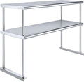Stainless Steel Worktable with Double Overshelf – 48 x 12 | Heavy-Duty Commercial Prep Table Shelving | NSF Certified (48 in. Long x 12 in. Deep)