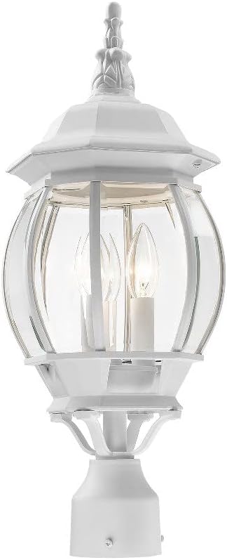 Livex Lighting 7526-14 Frontenac Traditional 3-Light Outdoor Post Top Light with Clear Beveled Glass Shades 22 x 8 x 22 Black