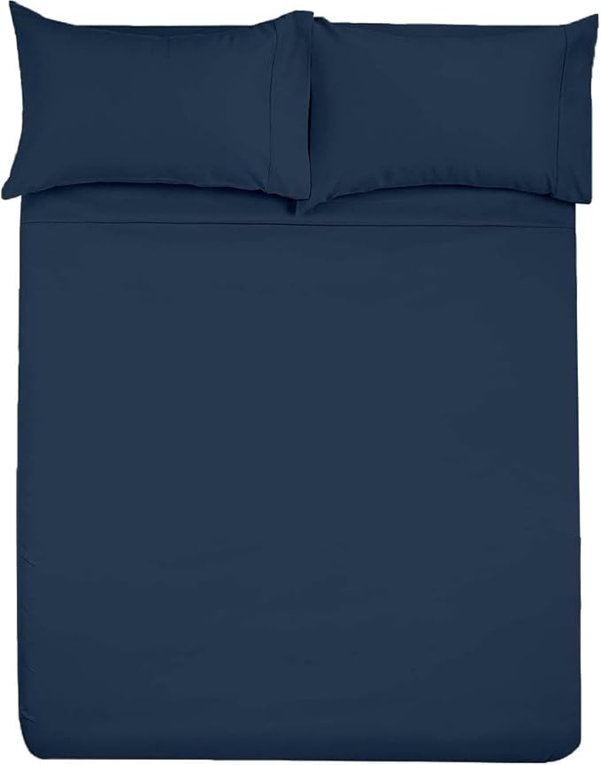 SlumberWell 4 Piece Luxury Soft Microfiber Fitted Bed Sheet Set for Campers 8 to 12 Inch Deep Pocket RV Short Queen 60 x 75 Navy Blue