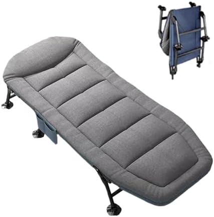 Portable Folding Adult BedAdult Folding Bed Portable Bed for Adults XXL Stable Support Comfortable Headrest High Elastic Sponge Camping Cot for Home Outdoor Travel(200 * 70CM)