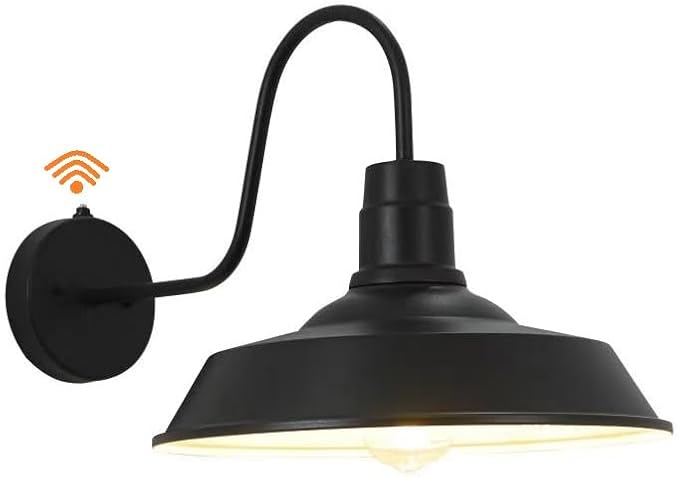 Outdoor Wall Lights Dusk to Dawn Exterior Farmhouse Gooseneck Outdoor Light Fixture Anti-Rust Waterproof Barn Lights Vintage Black Outside Wall Mount Light Fixture for Front Porch Entryway Garage