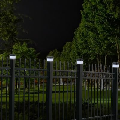 Fence Lights Solar Powered Solar LED Fence Post Cap 2In x 2In(5cm x 5cm) for Wrought Iron Aluminum Garden &amp Outdoor (Warm Light 12)