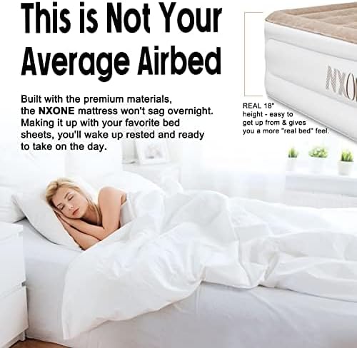 NXONE Air MattressInflatable Single Airbed Luxury Double High Self Inflation Deflation Twin Air Mattress with Electric Built-in Pump Blow Up Guest Bed for Home Portable Camping Travel550lb