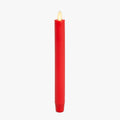 Luminara Flameless Candle Taper (1 x 9.5) Melted Top Real Wax Unscented Remote Ready Timer (True Red)