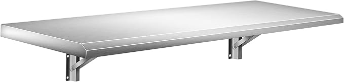 Folding Concession Shelf 48 x 12 Stainless Steel Drop Down Serving Food Shelf Concession Space Saving Stand for Concession Windows