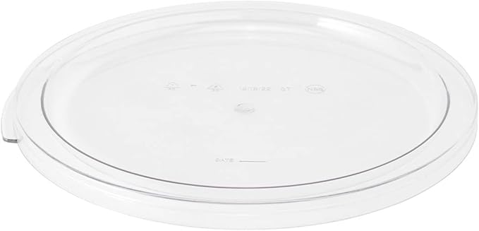 Restaurantware-LID ONLY: Met Lux Food Storage Container Lid 1 Round Marinating Container Lid - Containers Sold Separately With Date Indicator Clear Plastic Lid Dishwashable Freezable