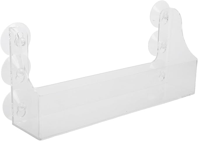 Ciieeo Suction Rack Transparent Acrylic Drink Rack for Refrigerator 13.14X5.70X2.95 Inch Suction Cup Mounted Beverage Storage Shelf Organizer for Fridge Door and Shower Wall