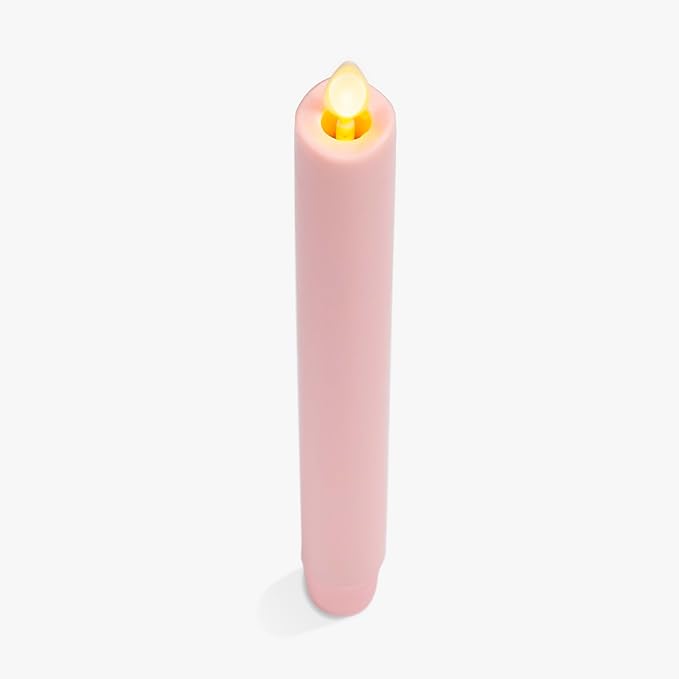 Luminara Flameless Candle Taper (1 x 9.5) Melted Top Real Wax Unscented Remote Ready Timer (Saga Rose)