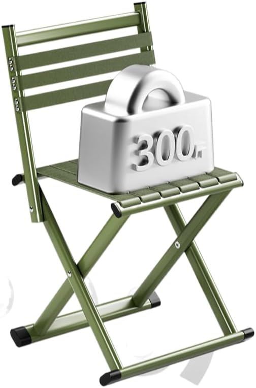 16 inch Folding Chair Fishing Chair Folding Camping Stool Green Alloy Steel Frame Suitable for Outdoor Activities Such as Camping and Fishing.