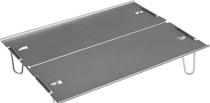 Mini Outdoor Folding Camping Table Lightweight Aluminum Alloy BBQ Picnic Table Portable Hard-Topped Side Table (Silver)