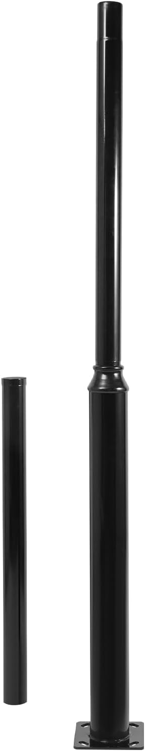 Street Light Pole Black Outdoor Galvanized Solar Street Lamp Post Split Street Lamp Post Outdoor Street Courtyard Parking Lot Lighting Post with Mounting Rebar Cage for Patio (10ft 114+76mm)