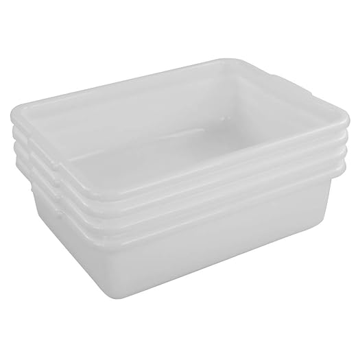 4-pack Bus Tubs Commercial 8 L White Plastic Wash Basin Bus Box