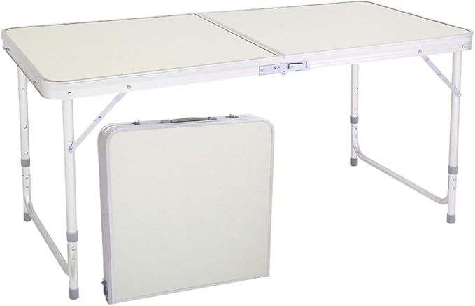 MPM Folding Table 4FT Portable Lightweight Aluminum Camping Table Adjustable Height with Handle for Outdoor Indoor