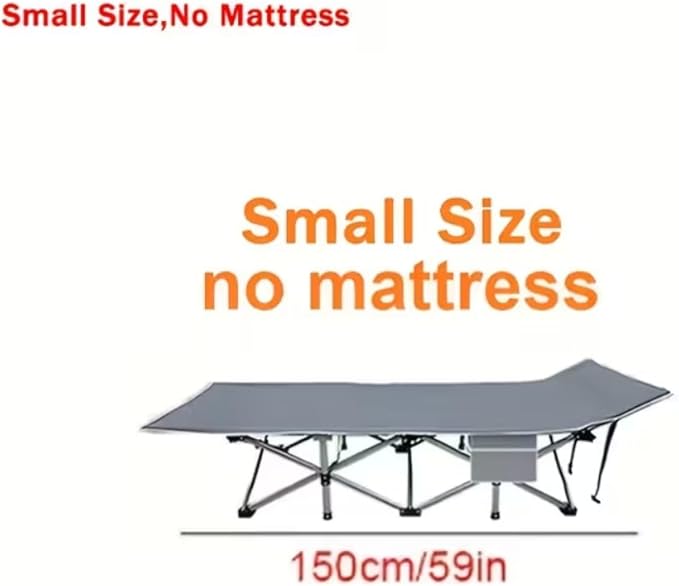 59in Extra-Large Folding Outdoor Camping Bed with Mattress Portable Folding Guest Bed Heavy-Duty Sleeping bedwith Storage Bag Suitable for Travel and Leisure (Gry Without Mattress)