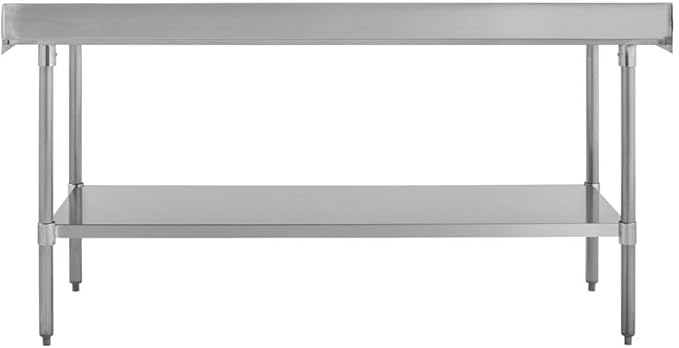 Kratos Stainless Steel Kitchen Prep Table 60x30 with Backsplash and Undershelf NSF Worktable for Restaurants - 16ga/304SS