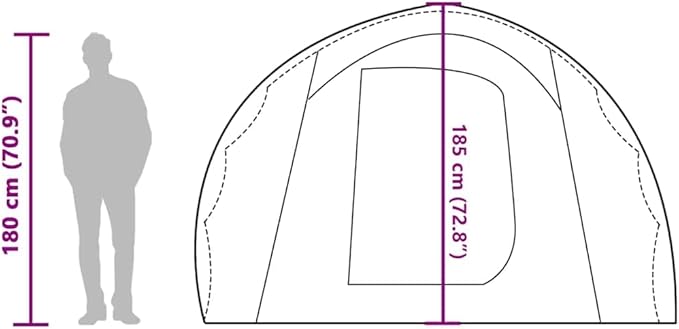 vidaXL Camping Tent Tunnel 4-Person Green Waterproof Tent Camping shelter Garden shelter Garden Tent Outdoor shelter Waterproof Tent