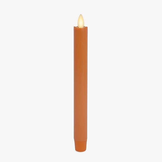 Luminara Marmalade Taper 1 x 9.5 Battery Operated Flameless Candle Flickering White LED Light Flame Timer Switch Remote Ready Decor for Halloween Fall Indoor Candlestick Decoration Real Wax