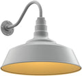 Steel Lighting Co. Large Outdoor Barn Light | Gooseneck Light Fixture | Made in America from 18-Gauge Steel | 20 Dome | 16 Gooseneck Modern Gray Exterior/Brass Interior