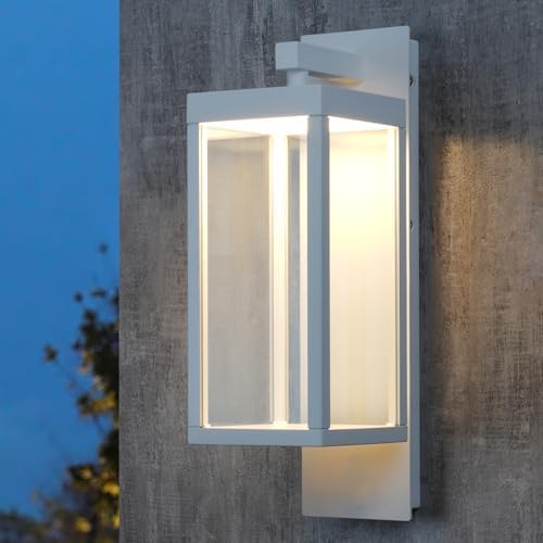 Modern Outdoor Light Fixtures Dusk to Dawn Outdoor Lighting15 Exterior Wall Sconce Porch Light Black Garage Lights Wall Lamp Waterproof Outdoor Lights for House Garden Front DoorWhite
