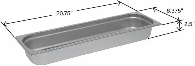 HUBERT 1/2 Size Steam Table Pan Long 24 Gauge Stainless Steel - 2 1/2 D
