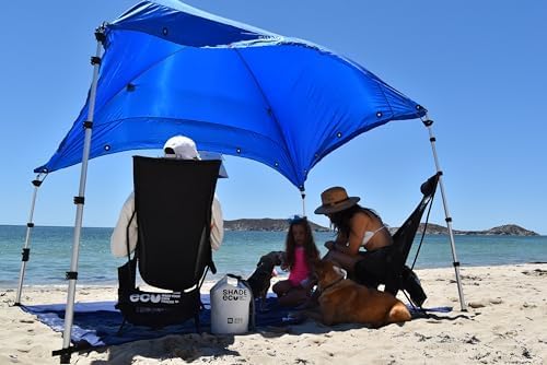 Basecamp Plus Beach Shade Sun Shelter | 9.5x6.5 Ft Beach Cabana Portable Sun Shade Canopy Outdoor Camping Canopy Beach Picnic Backyard Pool | Converts to Hammocks Sand Anchors